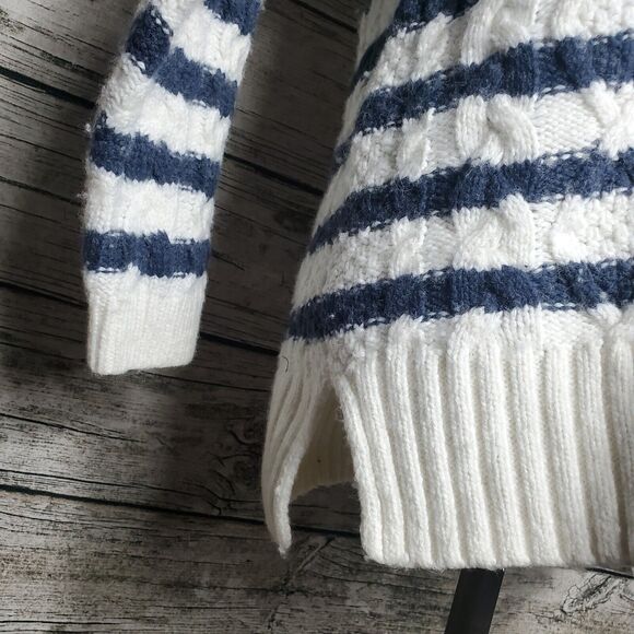 Madewell Striped Oversized Crewneck Cable knit Sweater Size Small - Picture 3 of 10